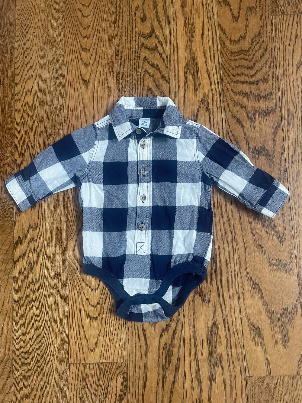 OLD Navy Boys Blue/White Checked One Piece Sz 3-6M